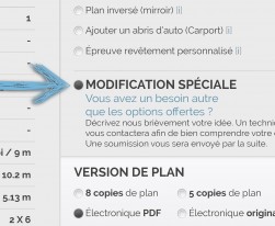 Selection de modification spéciale de plan