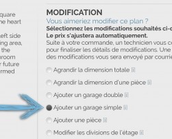 Selection d'option de modification