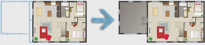 Illustration d'une modification de plan de maison